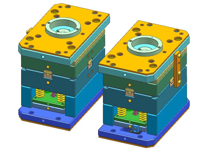 冷流道雙色注塑模具設計3D圖